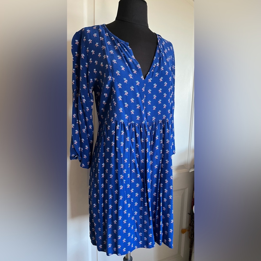 GAP V - Neck 3/4 Sleeve Shift Dress M Blue